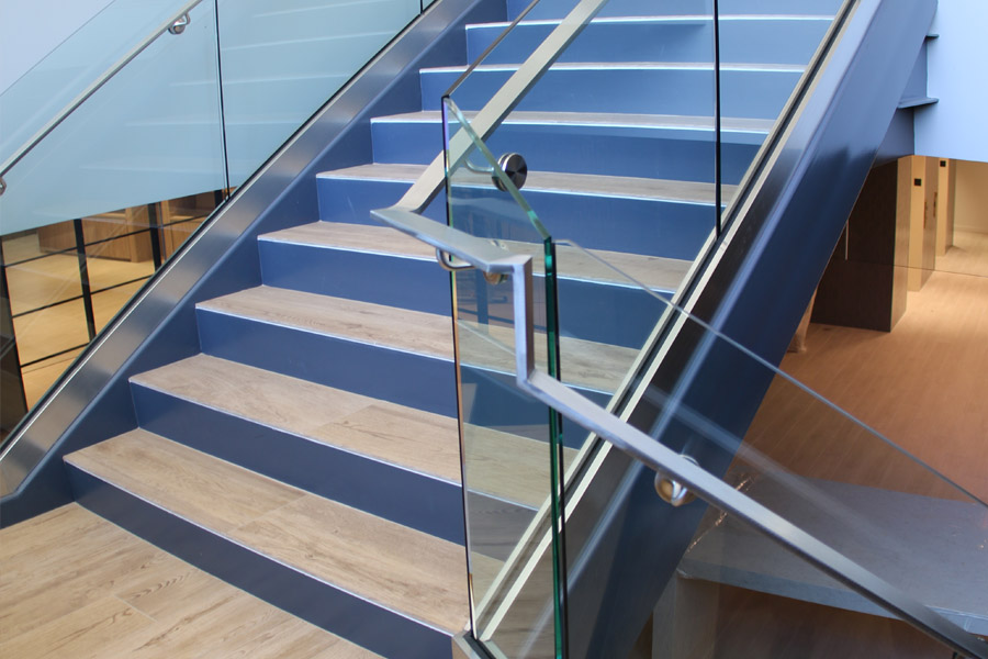 Example of Commercial Stainless Railing with Glass Channel